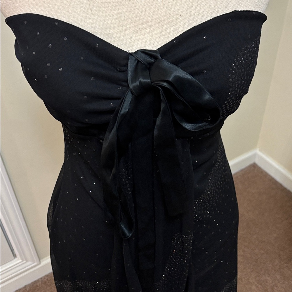 BCX Black Strapless Dress with Bow Detail - Picture 2 of 8